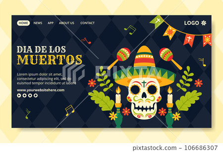 Dia de Los Muertos Social Media Landing Page Illustration Cartoon Templates Background Dia de Los Muertos Social Media Landing Page Illustration Cartoon Templates Background 106686307