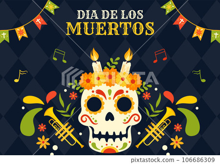 Dia de Los Muertos Social Media Background Illustration Flat Cartoon Hand Drawn Templates Dia de Los Muertos Social Media Background Illustration Flat Cartoon Hand Drawn Templates 106686309