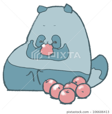 浣熊咬蘋果（藍色） 106686413