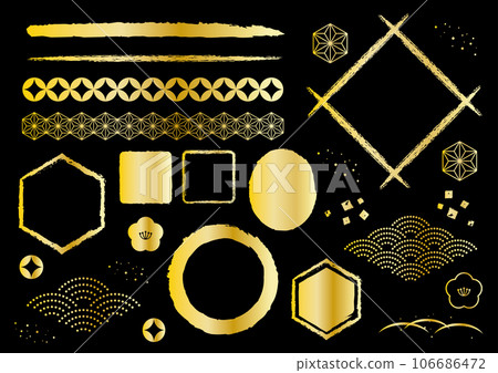日式素材集簡單金色插畫矢量 106686472