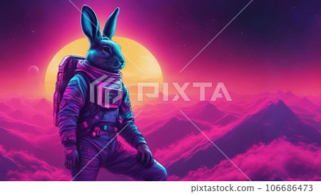 穿著太空服的兔子（AI圖像生成+圖像編輯軟件） 106686473