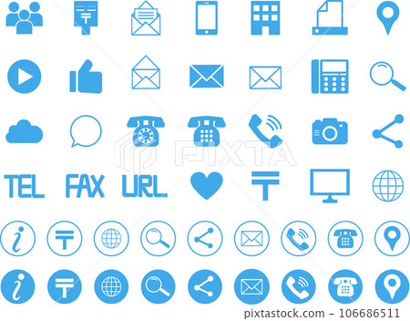 可用於名片等的藍色圖標插圖集。 106686511