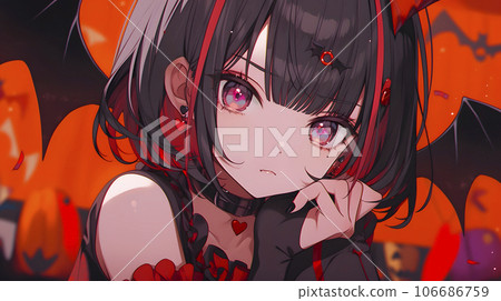 Halloween cosplay Cute girl in devil style cosplay "AI generated image" 106686759