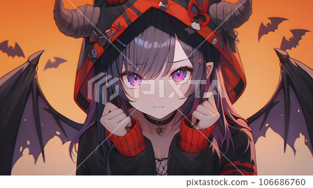 Halloween cosplay Cute girl in devil style cosplay "AI generated image" 106686760