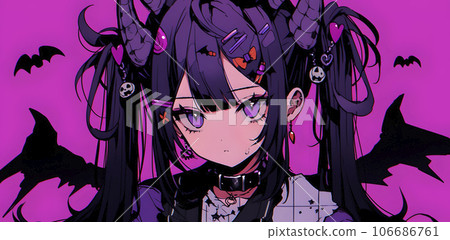 Halloween cosplay Cute girl in devil style cosplay "AI generated image" 106686761
