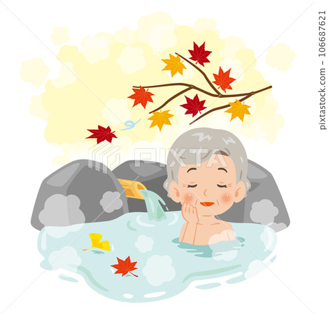 秋天泡溫泉的老婦人 秋天泡溫泉的老婦人 106687621