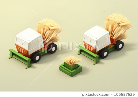 秋收/水稻收割（3D 象形文字） 106687629