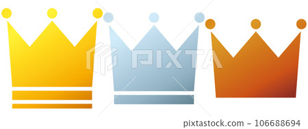 Illustration of a simple gradient crown set (gold, silver, bronze) Illustration of a simple gradient crown set (gold, silver, bronze) 106688694