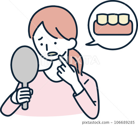 一個牙齒發黃的女人的簡單插圖 一個牙齒發黃的女人的簡單插圖 106689285