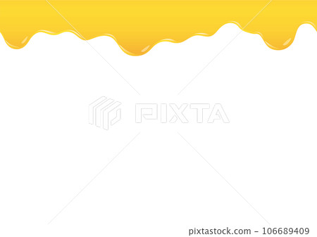 Illustration of dripping honey, butter, cheese, oil, marmalade, and ink on white background A-03 106689409