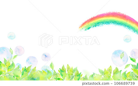 Fresh green and rainbow background material watercolor illustration 106689739