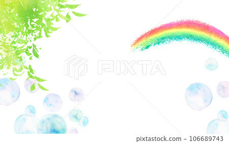 Fresh green and rainbow background material watercolor illustration 106689743