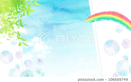 Fresh green and rainbow background material watercolor illustration 106689749