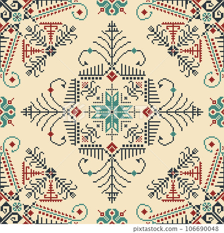 Latvian embroidery vector seamless pattern 98 Latvian embroidery vector seamless pattern 98 106690048