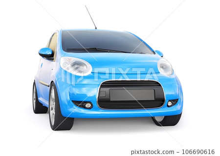 metallic ultra compact city car for the cramped streets of historic cities with low fuel consumption. 3d rendering 106690616