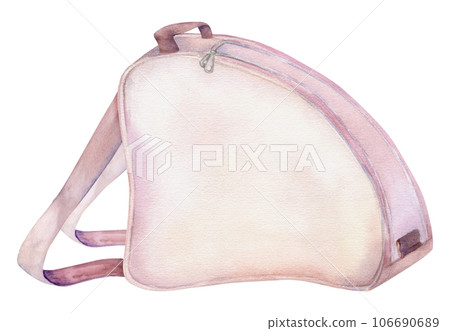 Hand drawn watercolor bag rucksack for figure skating boots, winter sports equipment. Illustration isolated object, white background. Design poster, print, website, card, invitation, shop brochure Hand drawn watercolor bag rucksack for figure skating boots, winter sports equipment. Illustration isolated object, white background. Design poster, print, website, card, invitation, shop brochure 106690689