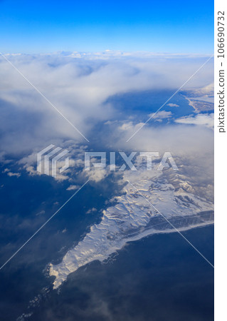 Aerial winter view of Cape Erimo, Hokkaido 106690732