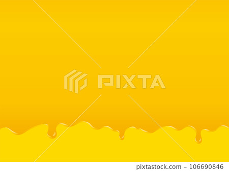 滴蜂蜜、黃油、奶酪、油、果醬、墨黃色背景 B-01 的插圖 106690846