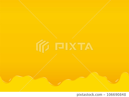 滴蜂蜜、黃油、奶酪、油、果醬、墨黃色背景 B-03 的插圖 106690848