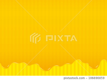 Illustration of dripping honey, butter, cheese, oil, marmalade, and ink on yellow striped ground B-03 Illustration of dripping honey, butter, cheese, oil, marmalade, and ink on yellow striped ground B-03 106690859