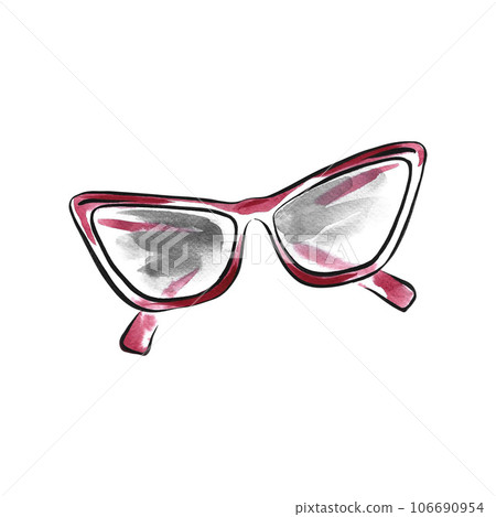 The pink-framed glasses are hand-drawn with a contour and watercolor stains. Beauty banner template for greeting card The pink-framed glasses are hand-drawn with a contour and watercolor stains. Beauty banner template for greeting card 106690954