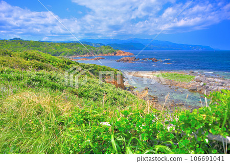 Izu Peninsula, Minami Izu, Tsumekizaki, looking towards Ikenodan Beach from the walkway that goes around the lighthouse, Shimoda City, Shizuoka Prefecture (2) 106691041