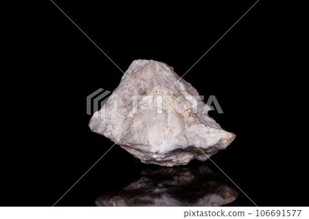 Macro mineral stone Wollastonite on black background Macro mineral stone Wollastonite on black background 106691577