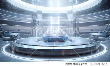 Plastic and Glass Futuristic Cylinder Scene with Chair Plastic and Glass Futuristic Cylinder Scene with Chair 106691864