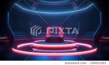 Neon Futuristic Cylinder Scene 106691865