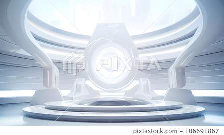 White Futuristic Cylinder Scene 106691867
