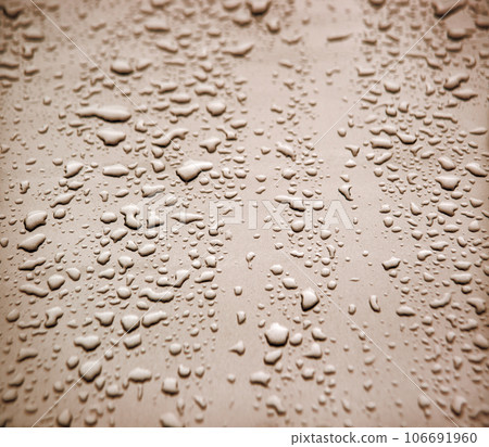 Raindrops on the hood of a car Raindrops on the hood of a car 106691960