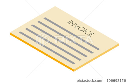 發票 2（水平、等軸測、朝左、文檔、英文、橙色、1 張） 106692156
