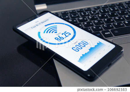 Wi-Fi connection status and laptop 106692383