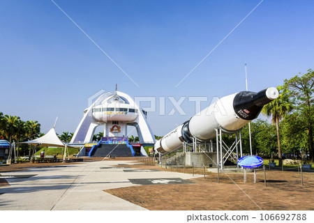 Building view of the Solar Exploration Center in Chiayi, Taiwan, next to the Tropic of Cancer Marker monument. Building view of the Solar Exploration Center in Chiayi, Taiwan, next to the Tropic of Cancer Marker monument. 106692788