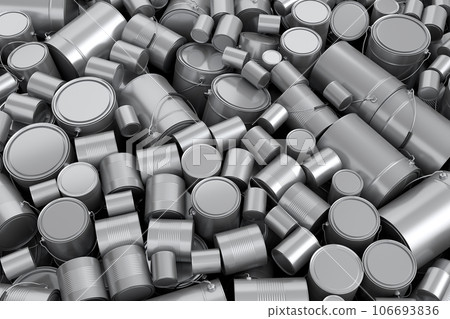 Pile of spray paint cans on black background. Spray bottle and dispenser 106693836