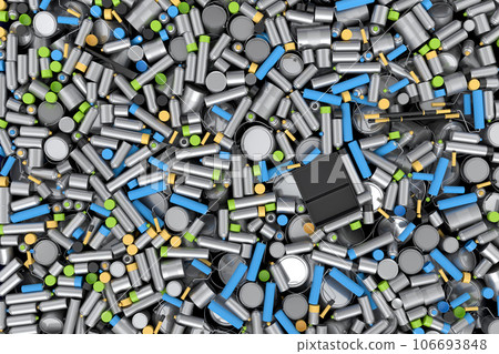 Pile of spray paint cans on violet background. Spray bottle and dispenser Pile of spray paint cans on violet background. Spray bottle and dispenser 106693848