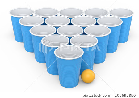 Set of plastic party cup for college ping pong game on white background. Set of plastic party cup for college ping pong game on white background. 106693890