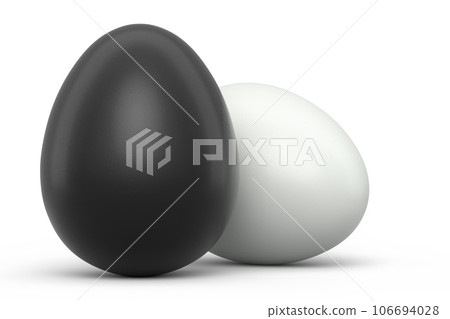 Farm raw organic black and white eggs for morning breakfast on white background Farm raw organic black and white eggs for morning breakfast on white background 106694028
