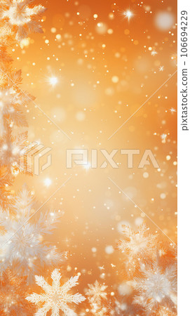 Christmas abstract holiday snowflakes on bright yellow background, copy space 106694229