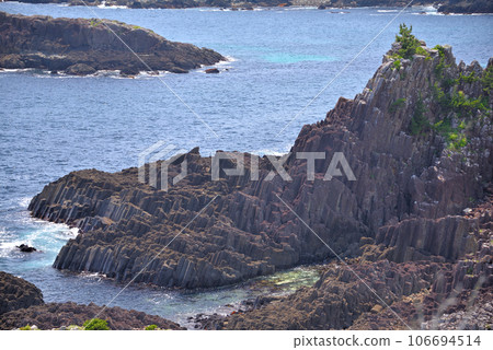 伊豆半島、南伊豆、築木崎、地質遺跡、柱狀節理整齊排列的田原磯景觀,靜岡縣下田市 (2) 伊豆半島、南伊豆、築木崎、地質遺跡、柱狀節理整齊排列的田原磯景觀,靜岡縣下田市 (2) 106694514