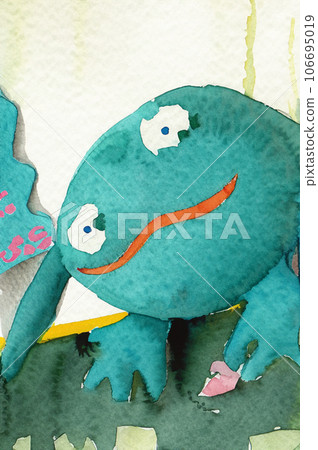 Green monster watercolor illustration Green monster watercolor illustration 106695019