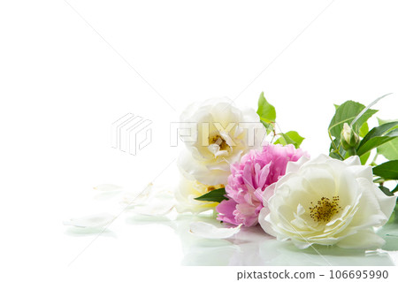 bouquet of summer white roses and peonies bouquet of summer white roses and peonies 106695990