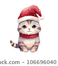 Cat with santa claus hat.  106696040