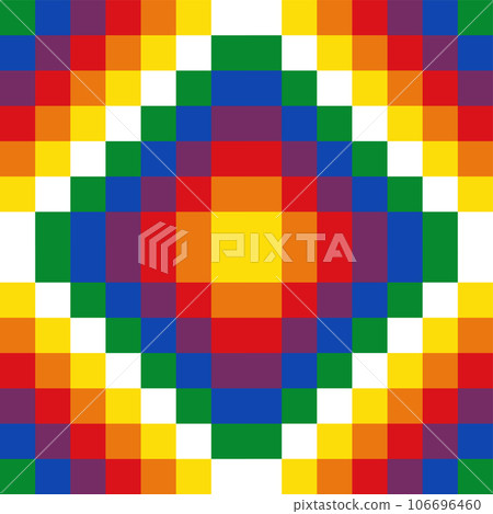 Official variant of the Wiphala, union of four Wiphalas whose white diagonals form an Andean cross or Chakana in the center. The Wiphala of Qullasuyu is an official variant flag of Bolivia since 2009. 106696460