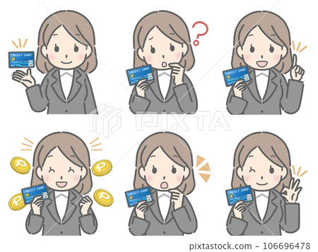 Young woman (suit) with a credit card Young woman (suit) with a credit card 106696478