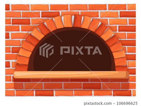 Brick wood stove background. Empty furnace or fireplace 106696625