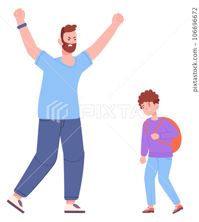 Father yell on school boy. Parent kid conflict Father yell on school boy. Parent kid conflict 106696672