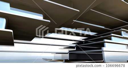 Architectural abstraction of the apartment building glass facade. Good picture for construction magazines. 3d rendering. 106696678