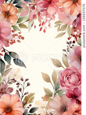Floral cover, frame design with orchid flower on white background. Luxury premium background pattern for tropical menu, elite summer sale, luxe invite template Floral cover, frame design with orchid flower on white background. Luxury premium background pattern for tropical menu, elite summer sale, luxe invite template 106697076