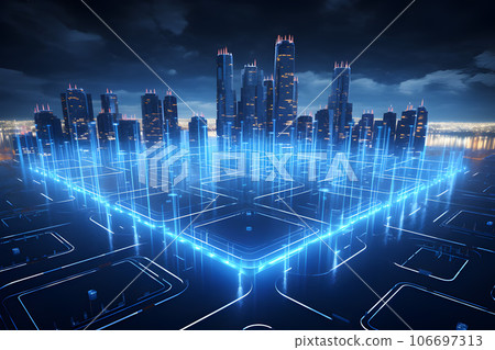 digital technology security abstract background.data connection graphic vector.GenerativeAI. 106697313